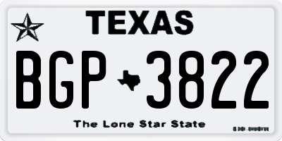 TX license plate BGP3822