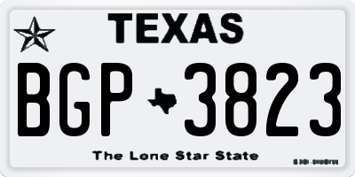 TX license plate BGP3823
