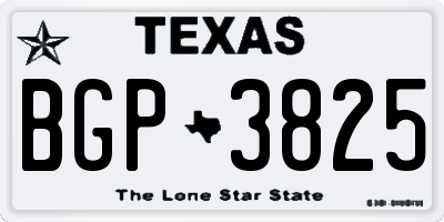 TX license plate BGP3825