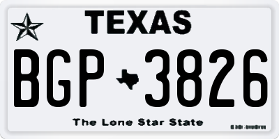 TX license plate BGP3826