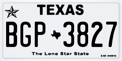 TX license plate BGP3827