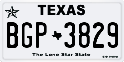 TX license plate BGP3829