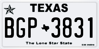 TX license plate BGP3831