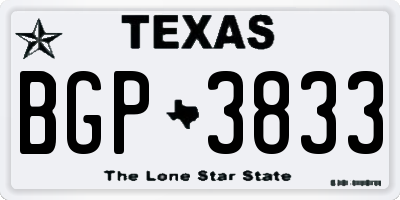 TX license plate BGP3833