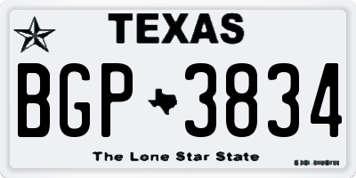 TX license plate BGP3834