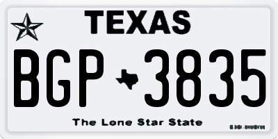 TX license plate BGP3835
