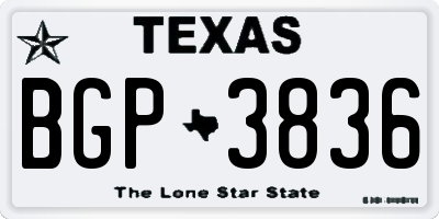 TX license plate BGP3836