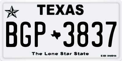 TX license plate BGP3837