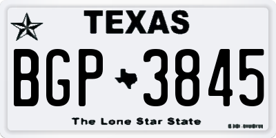 TX license plate BGP3845