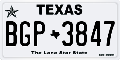 TX license plate BGP3847