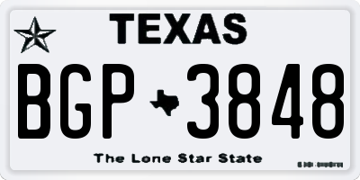 TX license plate BGP3848