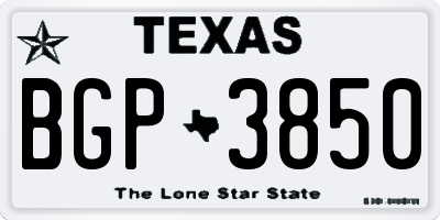 TX license plate BGP3850