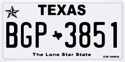 TX license plate BGP3851