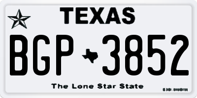 TX license plate BGP3852