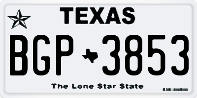 TX license plate BGP3853