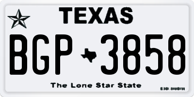 TX license plate BGP3858