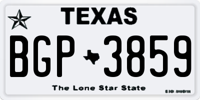 TX license plate BGP3859