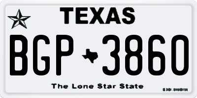 TX license plate BGP3860