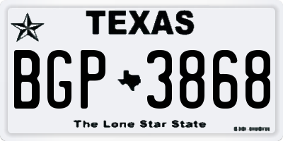 TX license plate BGP3868