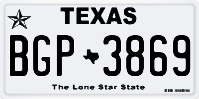 TX license plate BGP3869