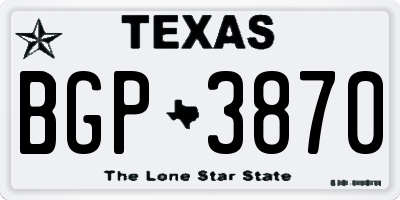 TX license plate BGP3870