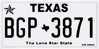 TX license plate BGP3871