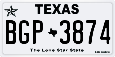 TX license plate BGP3874