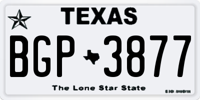 TX license plate BGP3877