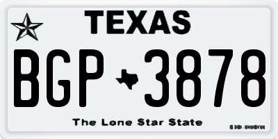 TX license plate BGP3878