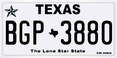 TX license plate BGP3880
