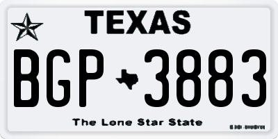 TX license plate BGP3883