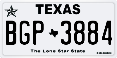 TX license plate BGP3884