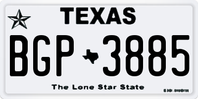 TX license plate BGP3885