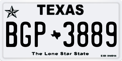 TX license plate BGP3889