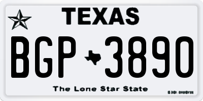TX license plate BGP3890