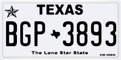 TX license plate BGP3893