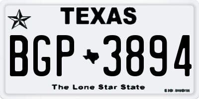TX license plate BGP3894