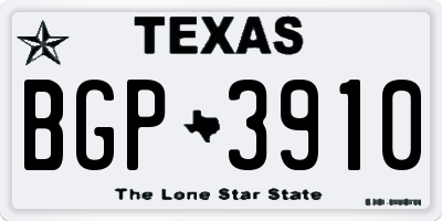 TX license plate BGP3910