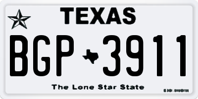 TX license plate BGP3911