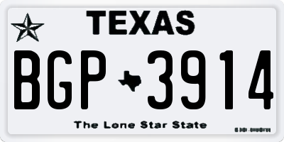 TX license plate BGP3914