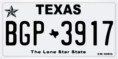 TX license plate BGP3917
