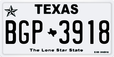 TX license plate BGP3918