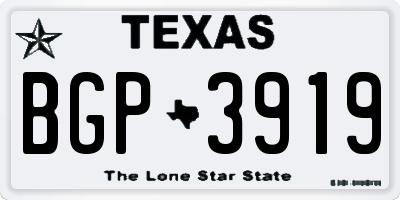 TX license plate BGP3919