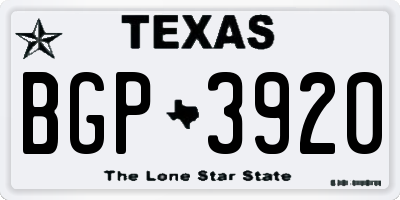 TX license plate BGP3920