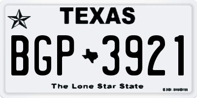 TX license plate BGP3921