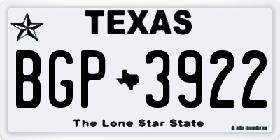TX license plate BGP3922