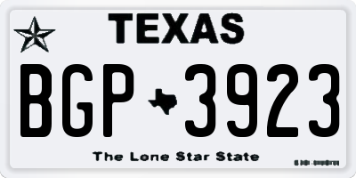 TX license plate BGP3923