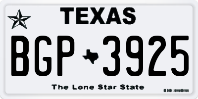 TX license plate BGP3925