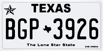 TX license plate BGP3926