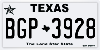 TX license plate BGP3928
